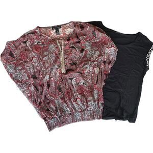 Womens Top Bundle Size Medium Lot of 2 Office Business Casual Summer Paisley
